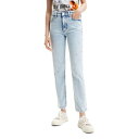 デシグアル Desigual ラインストーン ストレートジーンズ (ブルー)