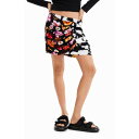 デシグアル Desigual 花柄 ドレープミニスカート (グレー/ブラック)