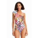 デシグアル Desigual フリル アシンメトリー ワンピース水着【返品不可商品】 (ホワイト)