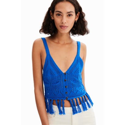 デシグアル Desigual クロシェ クロップドトップ (ブルー)