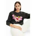 デシグアル Desigual Pink Panther ウォッシュスウェットシャツ (グレー/ブラック)