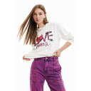 デシグアル Desigual メッセージ刺繍 スウェットシャツ (ホワイト)