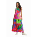 デシグアル Desigual 花柄 カットアウト ロングワンピース (マルチ)