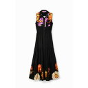 デシグアル Desigual M. Christian Lacroix 花柄 ロングシャツワンピース (グレー/ブラック)