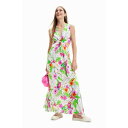 デシグアル Desigual カットアウト ロングワンピース (ホワイト)
