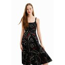 デシグアル Desigual トロピカル ストラップ ニットワンピース (グレー/ブラック)