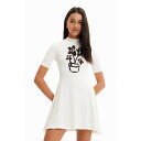 デシグアル Desigual 植物 ショート スケーターワンピース (ホワイト)