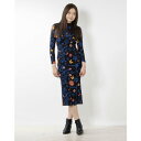 デシグアル Desigual 花柄 スリム ミディワンピース (ブルー)