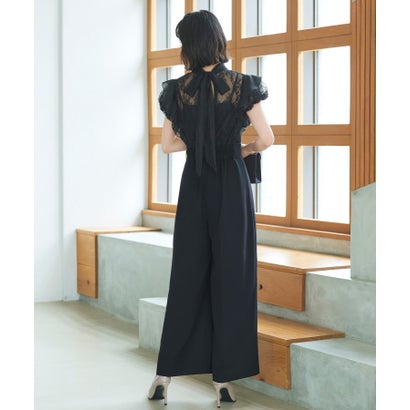 ルイルエブティック RUIRUE BOUTIQUE バックリボンレースコンビパンツドレス (ブラック×ブラック)