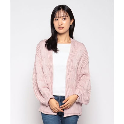 エヘカソポ ehka sopo ケーブル羽織りカーディガン【QR】 （ピンク）のサムネイル