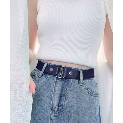 フロージュ florge 【ウエスト調節】キャンバスシームレスストレッチベルト （ネイビー）