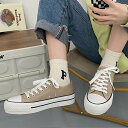 シューズインクローゼット Shoes in Closet -シュークロ- 厚底 約3.0cm レースアップ キャンバス スニーカー 3477 (オーク/キャンバ...