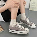 シューズインクローゼット Shoes in Closet -シュークロ- 厚底 約3.0cm レースアップ キャンバス スニーカー 3477 (グレー/キャンバ...