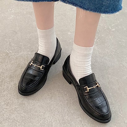 シューズインクローゼット Shoes in Closet -シュークロ- 《ストレスフリー》超軽量 マニッシュ ビット ローファー 7636 ブラック/クロコ 