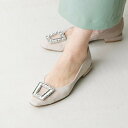 モード エ ジャコモ カリーノ MODE ET JACOMO carino スクエアビジューフラットパンプス (ベージュスエード)