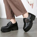 シューズインクローゼット Shoes in Closet -シュークロ- 軽量厚底 マニッシュ ワンベルトバックル ローファー 1882 （ブラック/スムース）