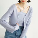 ジーラ GeeRA もちっと柔らかニットカーディガン&キャミSET (ラベンダー)
