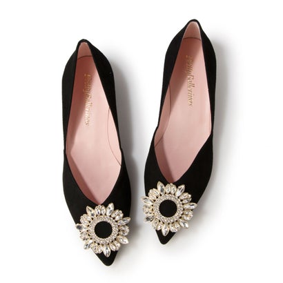 プリティ・バレリーナ Pretty Ballerinas CLEMENTINE suede-crystal brooches（クレメンタイン スエード クリスタルブローチ）ポインテッドシューズ （NEGRO-NEGRO）