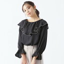アロッタ Alotta 【美人百花.com掲載】配色ピコレースラッフルカラーブラウス (ブラック)