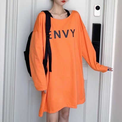 リフ Riff タンク付ロゴプリントチュニック 2点セット Tシャツ ロンT ロングTシャツ カットソー プルオーバー タンクトップ トップス 長袖 無地 (オレンジ) リフ Riff タンク付ロゴプリントチュニック 2点セット Tシャツ ロンT ロングTシャツ カットソー プルオーバー タンクトップ トップス 長袖 無地 (オレンジ)