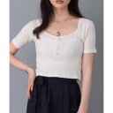 ソルレム solleim フロントボタンレイヤードリブTシャツ (オフホワイト)