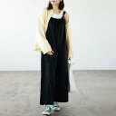 ジーラ GeeRA ギャザーデザインワイドサロペット (ブラック)