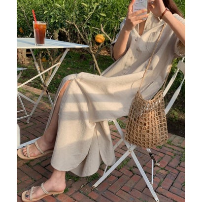 ヴィータフェリーチェ VitaFelice ロングシャツワンピース (NATURAL)