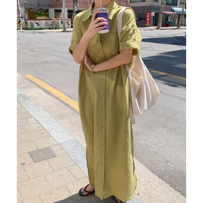 ヴィータフェリーチェ VitaFelice ロングシャツワンピース (YELLOW) ヴィータフェリーチェ VitaFelice ロングシャツワンピース (YELLOW)