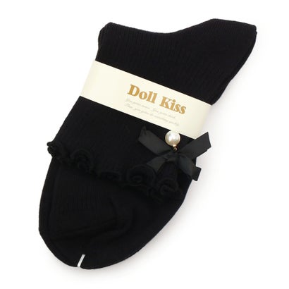 ドール キス Doll Kiss リボン付きメローリブクルーソックス （ブラック/ブラック(919)）