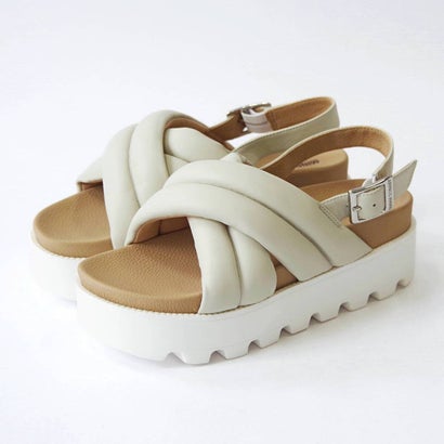 ミネトンカ MINNETONKA クロスベルト厚底サンダル 23m03-wh （WHITE）