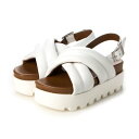 ミネトンカ サンダル レディース ミネトンカ MINNETONKA クロスベルト厚底サンダル【23M03】 （WHITE）