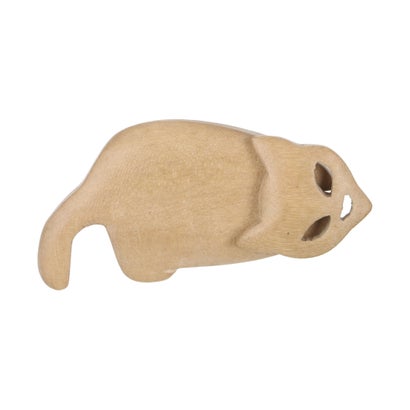 カンカン KANKAN ウッド首ふりネコブローチ (ナチュラル)