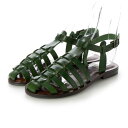 コルソローマ ノーヴェ CORSO ROMA 9 レザーグルカフラットサンダル (グリーン)