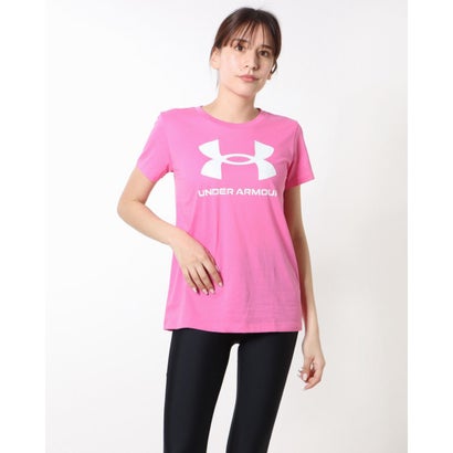 アンダーアーマー UNDER ARMOUR レディース 半袖Tシャツ UA SPORTSTYLE LOGO SS 1356305 （Pink Edge / / White）