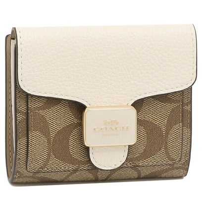 コーチ COACH アウトレット 二つ折り財布 シグネチャー ミニ財布 ベージュ ホワイト レディース COACH C7805 IMDJ8 一粒万倍日 （マルチカラー）