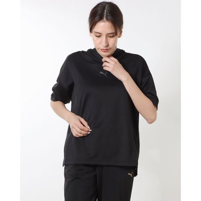 プーマ PUMA レディース 半袖Tシャツ HER SS フーディスウェット_ 674940 （プーマ ブラック）
