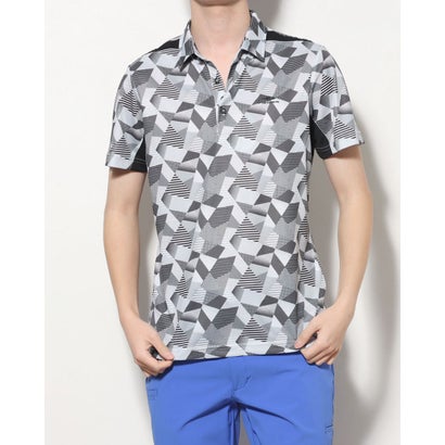 ティゴラ TIGORA メンズ ゴルフ 半袖シャツ 遮熱幾何学柄ポロシャツ_ゴルフ TR-1H1043P （ホワイト）