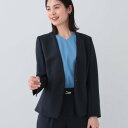 インディヴィ INDIVI 合繊ノーカラージャケット (ネイビー(093))