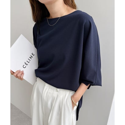 アンドミー andme 梨地ポンチドルマンブラウス トップス （ネイビー）のサムネイル