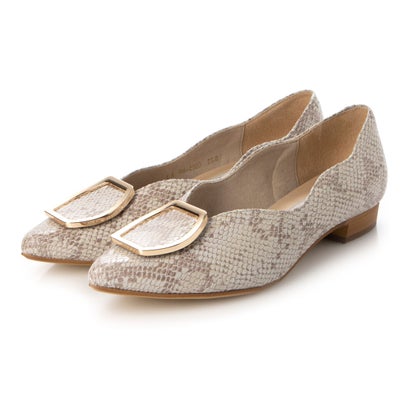 【本革 / 日本製】 バークレー BARCLAY バックルモチーフ トップラインフラワーカット カッターパンプス （GYH）