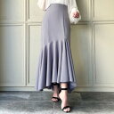 ジュノア JUNOAH アシンメトリーハイウエストマーメイドスカート (ブルーグレー)