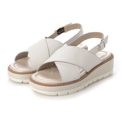 【本革 / 日本製 / 3E】 ヴィタノーヴァ VITA NOVA プラットフォームソール 厚底 クロスベルトサンダル （WH）