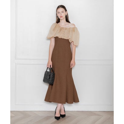 レジャ Leja 2WAYオフショルダーパフスリーブバリエマーメイドワンピースロングドレス美脚効果結婚式 ..