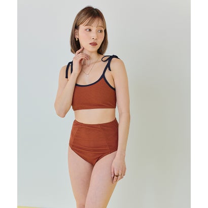 ティティベイト titivate パイピングデザインハイウエストビキニ/水着【返品不可商品】 （レンガ）