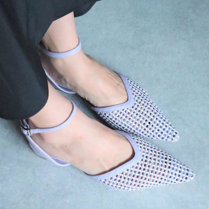 ミレム mirem Bi-color mesh flat pumps （PURPLE）