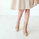 ミレム mirem Lace up mesh boots (BEIGE)