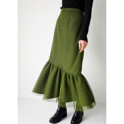ミレム mirem Bicolor net lace skirt （GREEN）