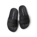 g~[ qtBK[ TOMMY HILFIGER GLOBAL STRIPE SLIDE-BLACK MOLDED RUBBER iBLKj