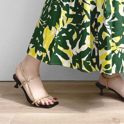 マミアン mamian 4.0cm ワイドスクエアトゥストラップサンダル／m50006 （ブラック/C）