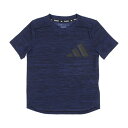 アディダス adidas ジュニア 半袖機能Tシャツ YB TI ヘザーTシャツ IA4616 (ダークブルー/ブラック)